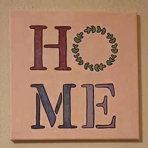 Handpainted Inspirational "Home" Decor Original Acrylic Painting On Canvas 12x12
